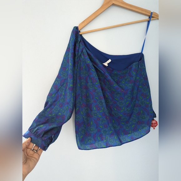 Veronica Beard Lyric One-Shoulder Top Cobalt Multi size 6 - Picture 3 of 10